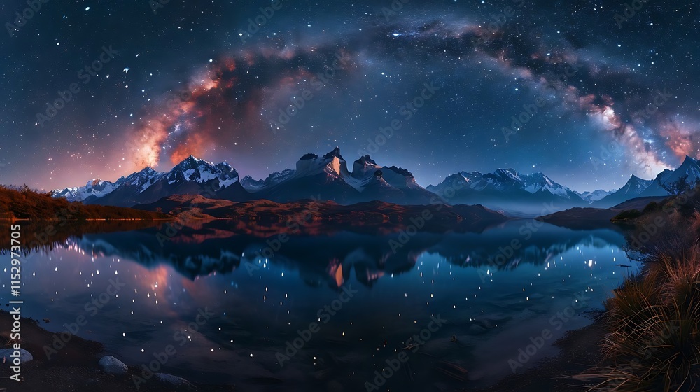 Naklejka premium A lake is a large body of water surrounded by land, often formed naturally through glacial activity, tectonic shifts, or volcanic eruptions. Lakes come in various sizes and depths, ranging from small 