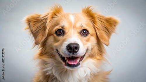 Adorable Shelter Dog Studio Portrait: Macro Photography of Sweet Canine Eyes