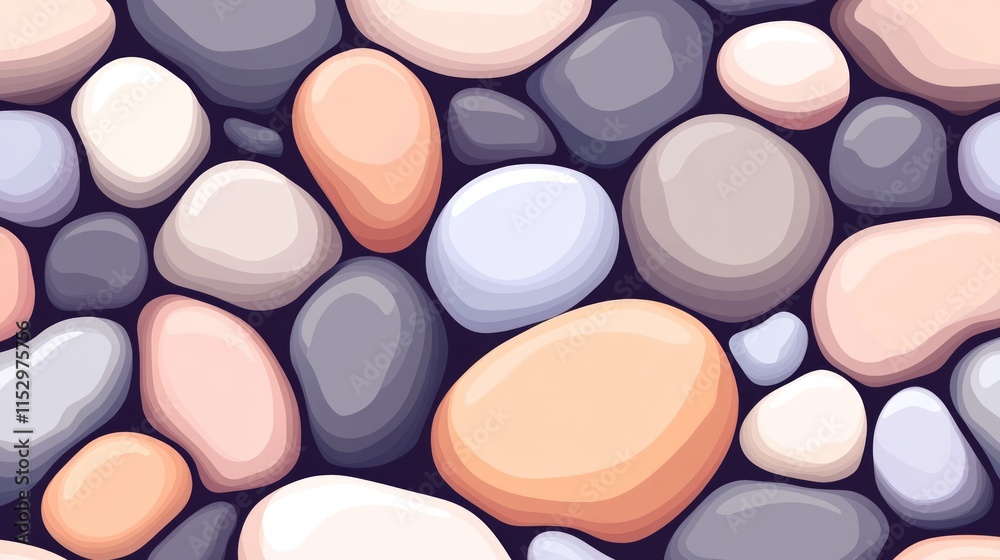 Seamless Pattern of Smooth Colorful Pebbles Seamless Pattern of Smooth Colorful Pebbles