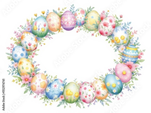 Easter egg wreath. Good for spring or Easter designs.