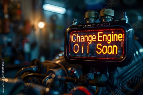 Vehicle Engine Oil Change Indicator System: Digital Display Shows Urgent Need for Automotive Maintenance, Prompting Timely Service to Prevent Mechanical Failure.