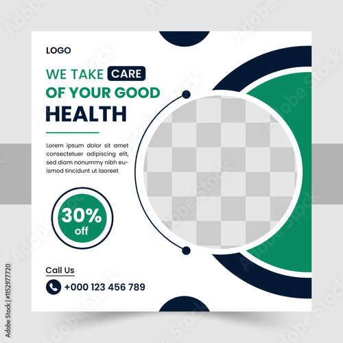  Medical and health care social media post template design collection, modern social media post template, suitable for social media, websites, flyers, and banners.