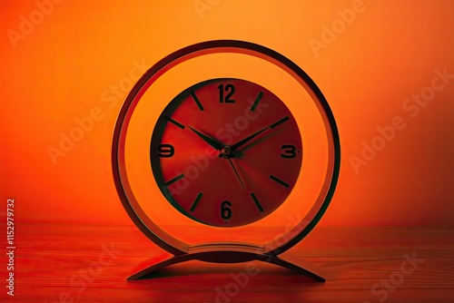 Wallpaper Mural Retro Orange Clock, clock, time, analog, retro, vintage, orange, red, light Torontodigital.ca
