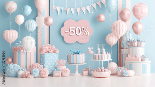 -50 off sale pastel gifts baloons pink