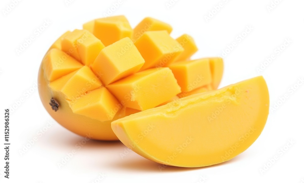 Fresh ripe mango with diced flesh Fresh ripe mango with diced flesh