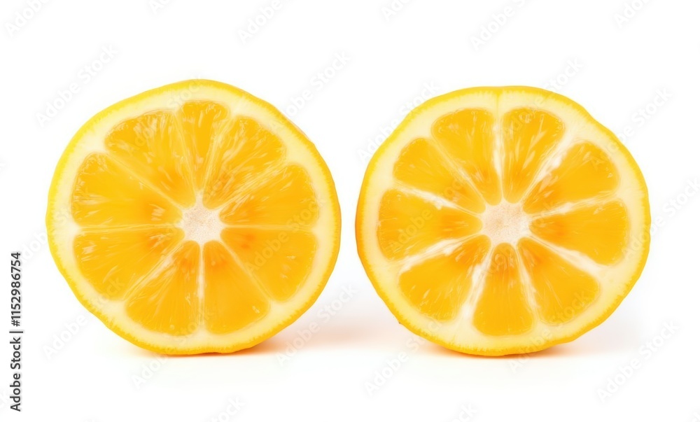 Fresh lemon halves against a white background Fresh lemon halves against a white background
