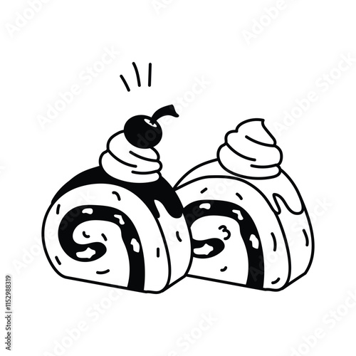 Take a look at this amazing icon of swiss roll in trendy style