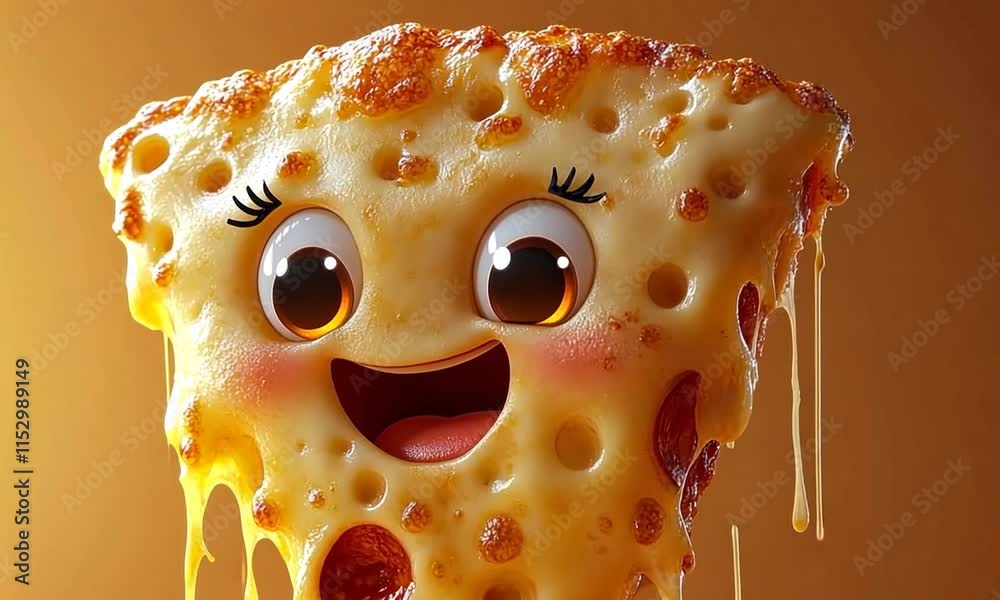 Delightful Pizza Slice with a Happy Face