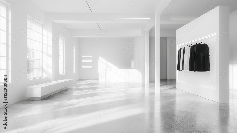 Fototapeta premium Black and white fashion pieces on black hangers in luxury store stylish clothing rack display,modern fashion blog aesthetic,Business fashion,social media,shopping mall,sale online,Fashion blog.