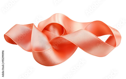 Wide Ribbons in Coral Hue isolated on transparent Background photo