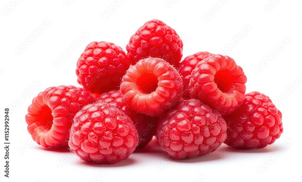 Fresh red raspberries on white background Fresh red raspberries on white background