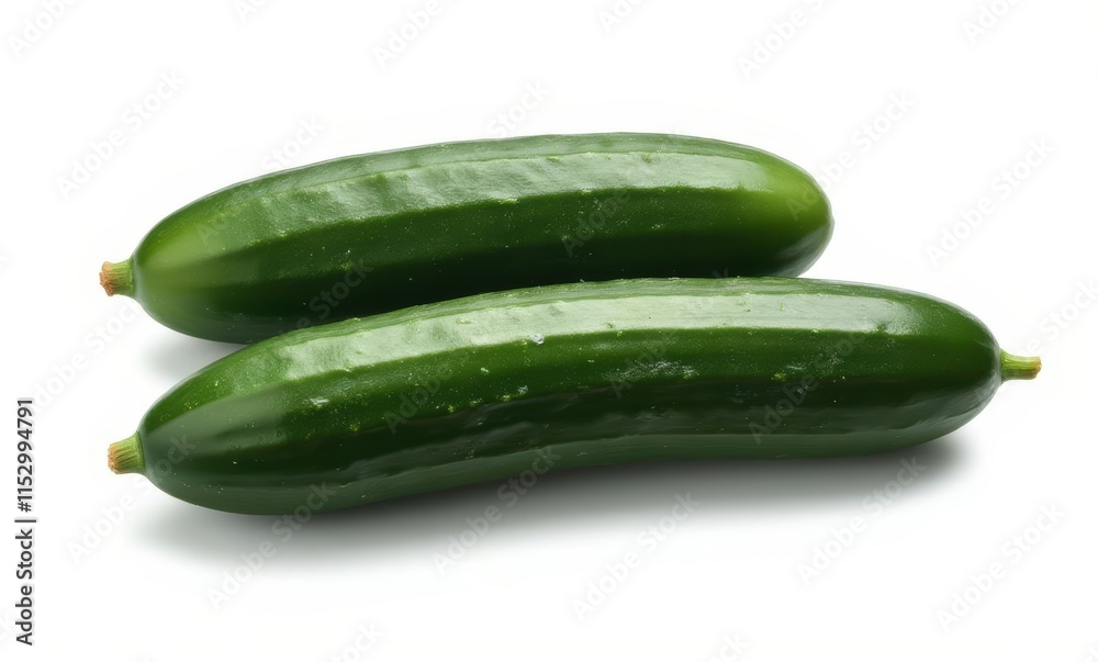 Two fresh green cucumbers on white background Two fresh green cucumbers on white background