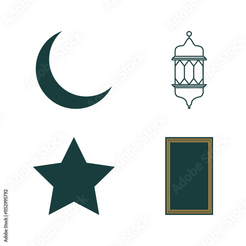 islamic lantern vector design with crescent moon and star symbols for ramadan