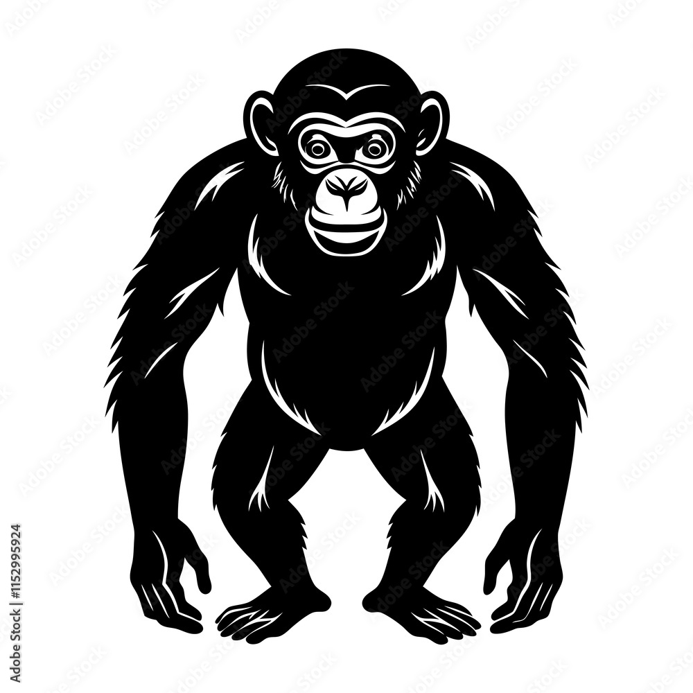 Fototapeta premium Chimpanzee Silhouette vector illustration