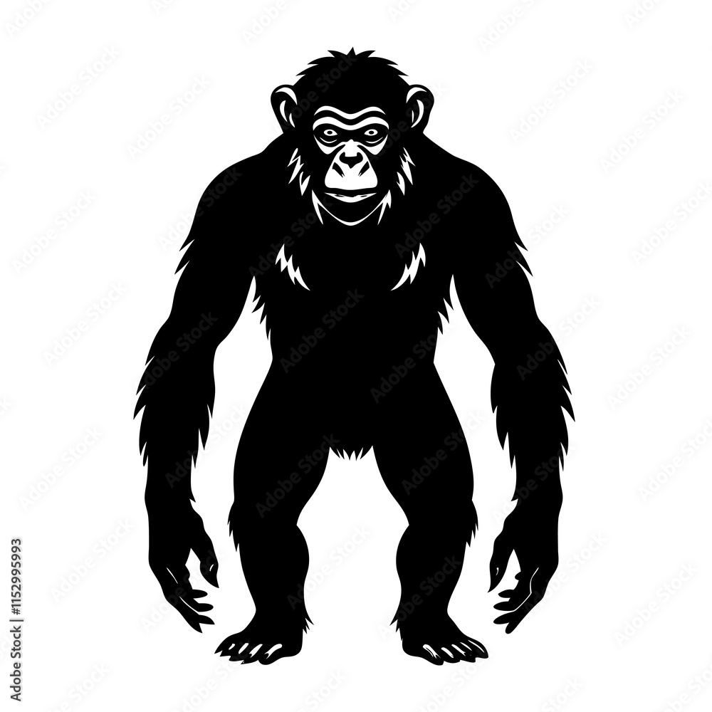 Fototapeta premium Chimpanzee Silhouette vector illustration