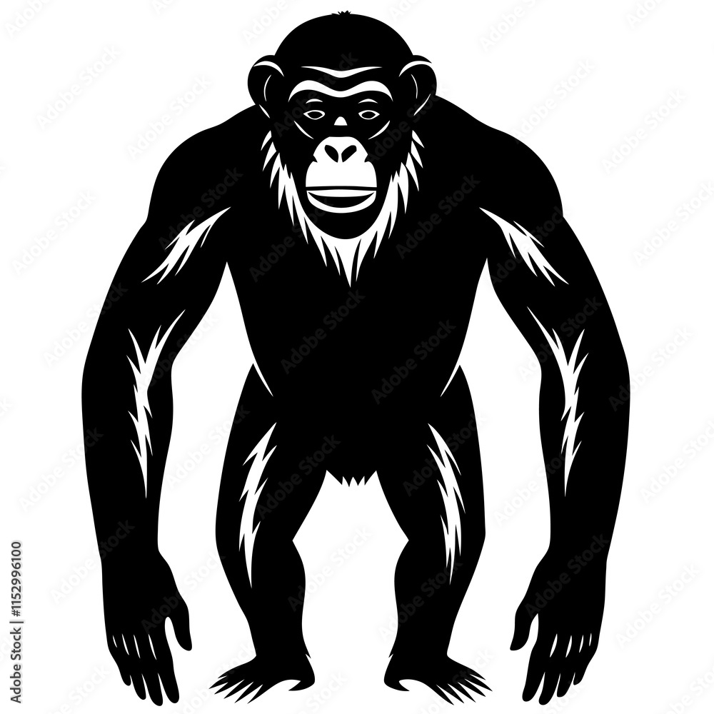 Fototapeta premium Chimpanzee Silhouette vector illustration