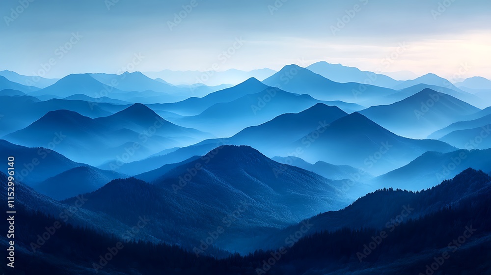 Serene Blue Mountainscape Underneath a Clear Sky Serene Blue Mountainscape Underneath a Clear Sky