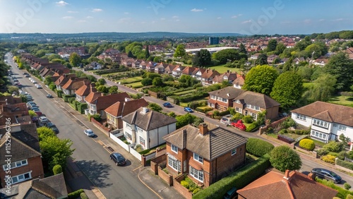 Wallpaper Mural Aerial View of UK Suburban Houses, Drone Photography, Residential Streetscape Torontodigital.ca