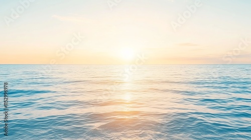 Serene Sunset Over Calm Ocean Waters Peaceful Coastal Scene