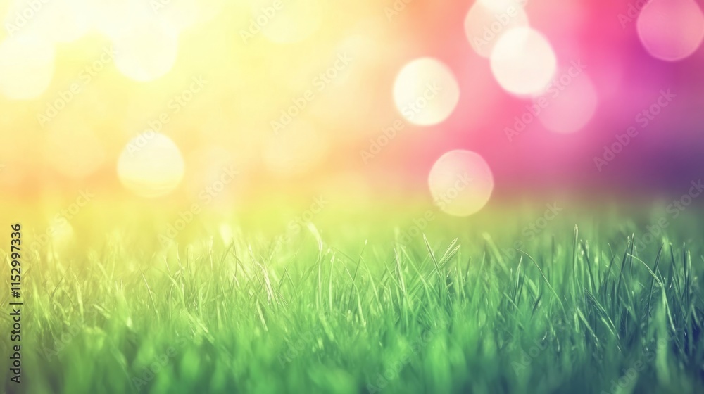 Obraz premium Serene Sunset Over Lush Green Grass Field