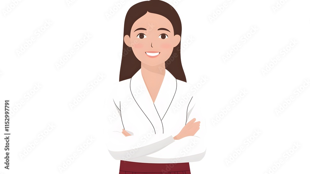 Professional business woman smiling in office digital illustration clean background positive vibes Professional business woman smiling in office digital illustration clean background positive vibes
