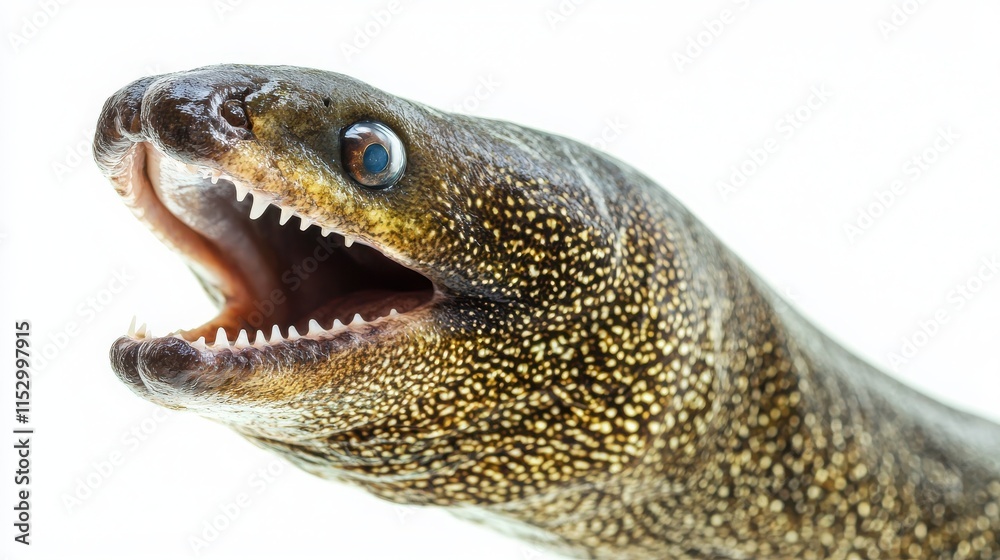 Close-up of a Fierce and Unusual Eel with Sharp Teeth and Patterns Close-up of a Fierce and Unusual Eel with Sharp Teeth and Patterns
