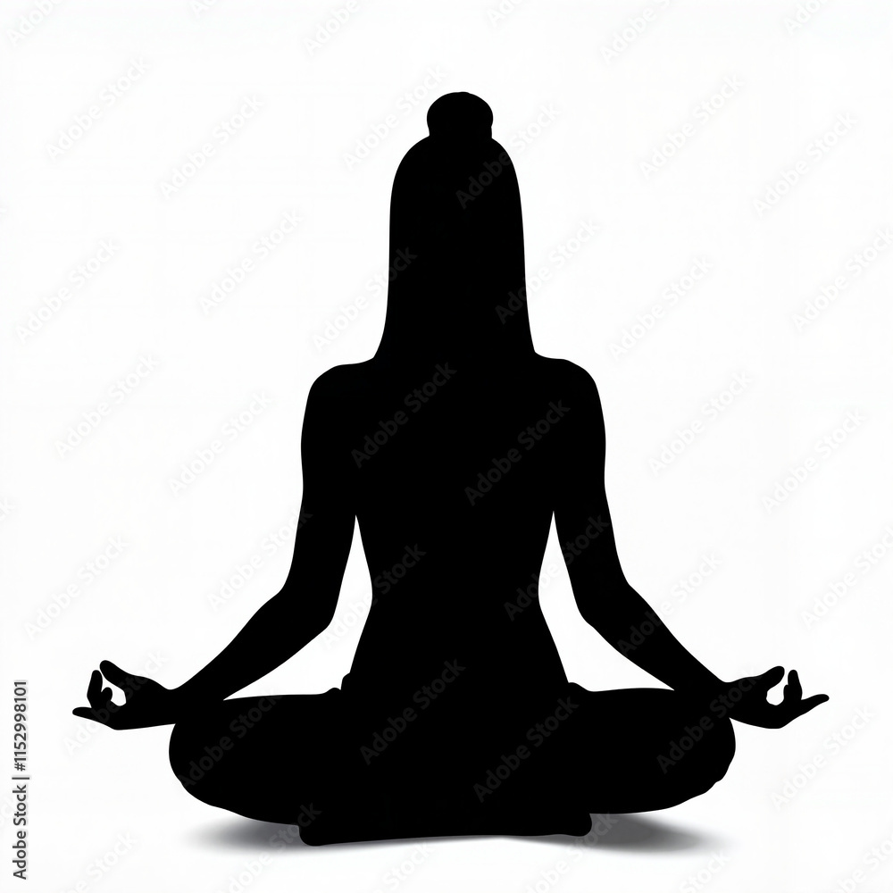 Silhouette of a woman meditating in a serene atmosphere with a calm and focused demeanor Silhouette of a woman meditating in a serene atmosphere with a calm and focused demeanor