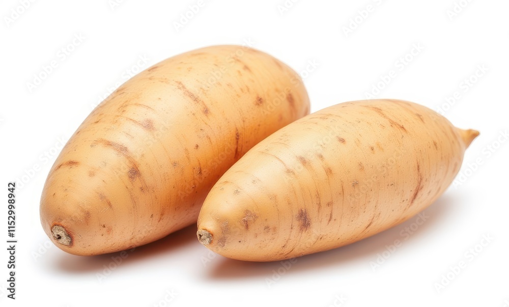 Two fresh sweet potatoes on white background Two fresh sweet potatoes on white background