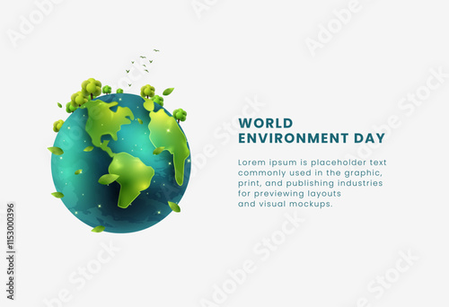 Green tree Earth 3D vector. Go green save the planet  campaign