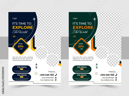 Travel flyer design, Modern flyer design template, Vacation flyer, Enjoy your trip, Vector design corporate flyer template, A4 size abstract flyer