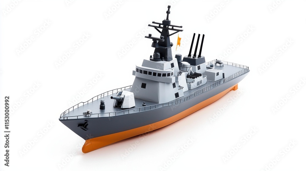 Fototapeta premium Powerful Navy Warship Equipped with Advanced Weaponry and Defense Systems Sailing the Open Waters