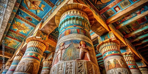 Ancient Egyptian Temple of Khnum in Esna, Luxor - Ornate Column Detail photo