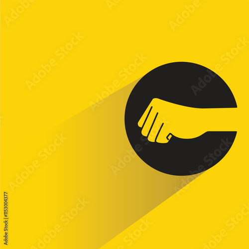 fist hand icon with shadow on yellow background