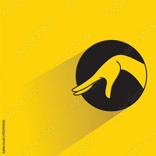 hand touching gesture icon with shadow on yellow background