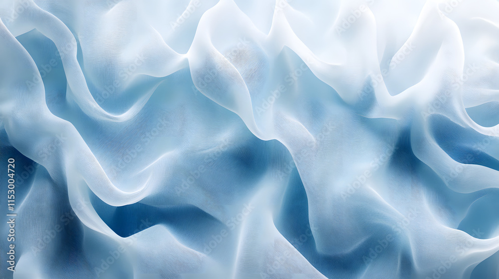 Abstract Blue and White Flowing Fabric with Soft Curves and Gentle Highlights creating a Dynamic and Peaceful Composition Abstract Blue and White Flowing Fabric with Soft Curves and Gentle Highlights creating a Dynamic and Peaceful Composition