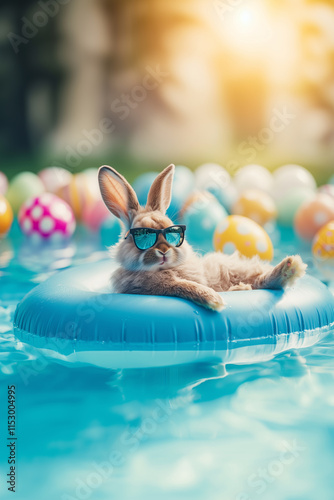 Relaxing Bunny by the Pool