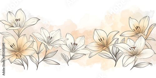 Elegant watercolor lilies arrangement.