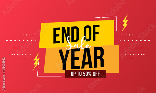 End of year sale banner template design. Big sale event on red background