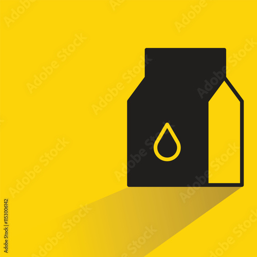 milk box icon with shadow on yellow background