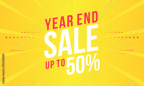 End of year sale banner template design. Big sale event on red background