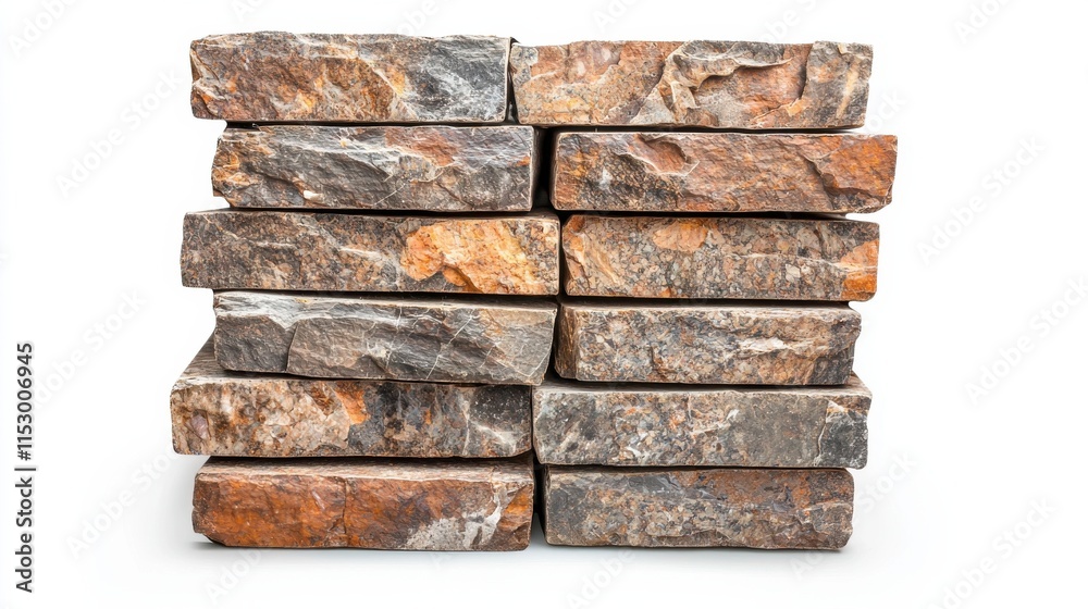 Obraz premium Stacked Roughhewn Stone Blocks Forming a Rustic Wall