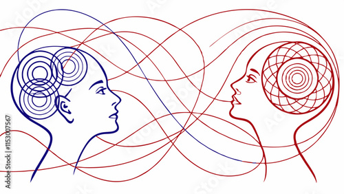 Abstract vector illustration of self-contact and higher self connection, energy flowing concept design on a white background