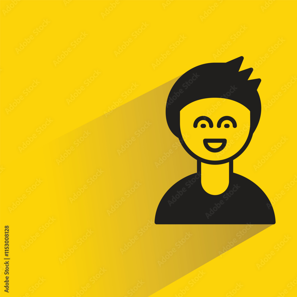 boy student with shadow on yellow background boy student with shadow on yellow background