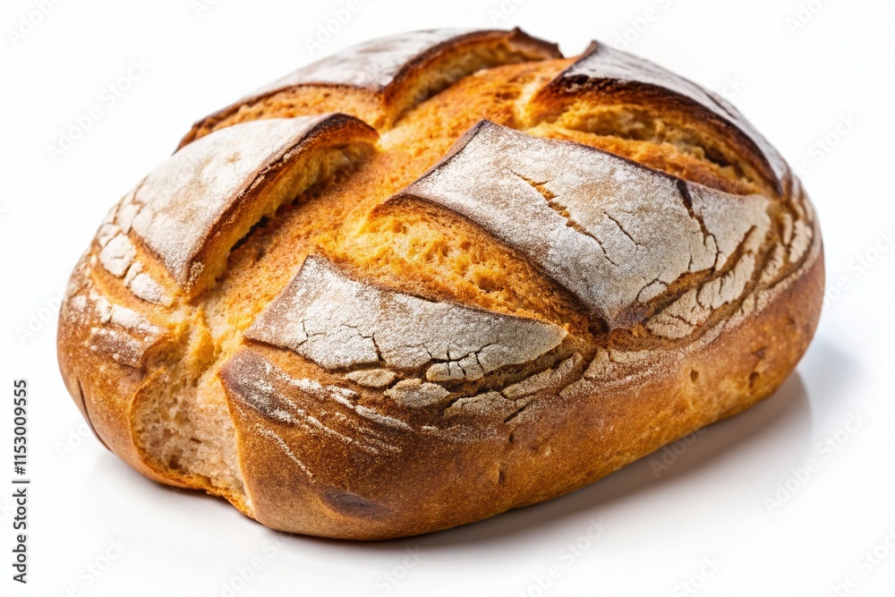 Artisan Clod Bread, Crusty Loaf Isolated on White Background - Perfect for Baking Stock Photos Artisan Clod Bread, Crusty Loaf Isolated on White Background - Perfect for Baking Stock Photos