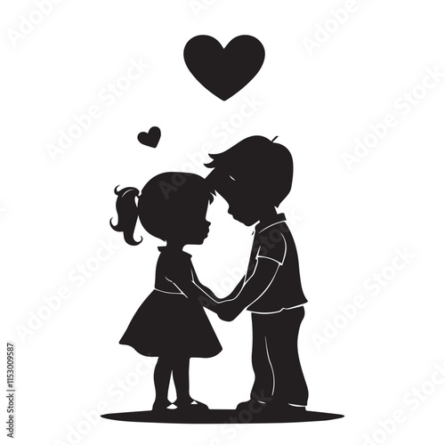 Cute couple vector silhouette