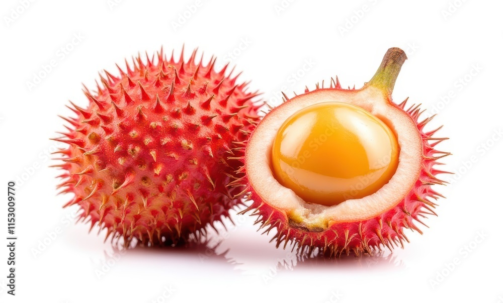 Fresh lychee-like fruit with spikes Fresh lychee-like fruit with spikes