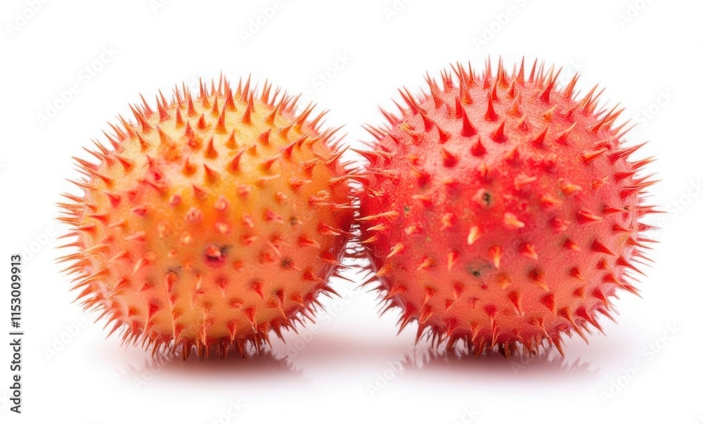 Vibrant spiky fruits on white background Vibrant spiky fruits on white background