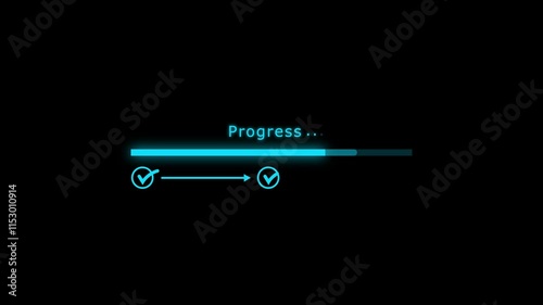  digital progress checklist with check marks and an advancing loading bar, symbolizing task completion and project progress. progress bar, Management and tracking strategies,