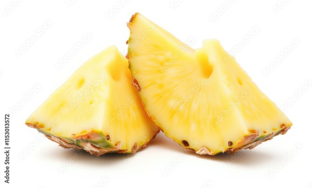 Fresh pineapple slices on a white background Fresh pineapple slices on a white background