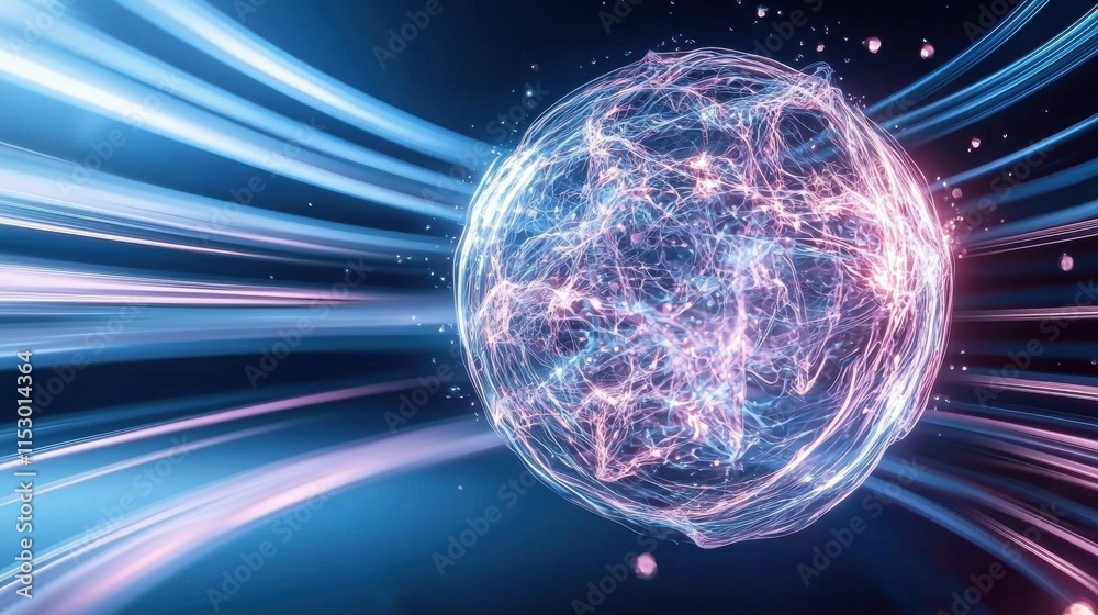 Obraz premium Dynamic explosion of glowing particles in a vibrant universe digital art science abstract futuristic